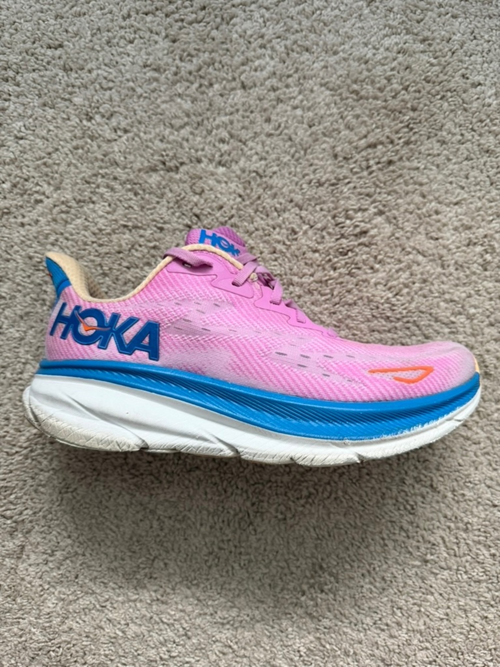 Hoka Clifton 9 Womens Size 10 B Pink Blue Running Shoes 1127896 CSLC